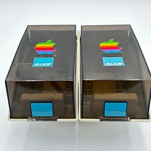 ALLSOP 3.5” Disk Storage Box Case lot of 2 both with vtg apple comp stickers vtg - Picture 1 of 13