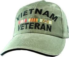VIETNAM VETERAN W/ SERVICE RIBBONS EMBROIDERED HAT CAP OD GREEN STONEWASHED