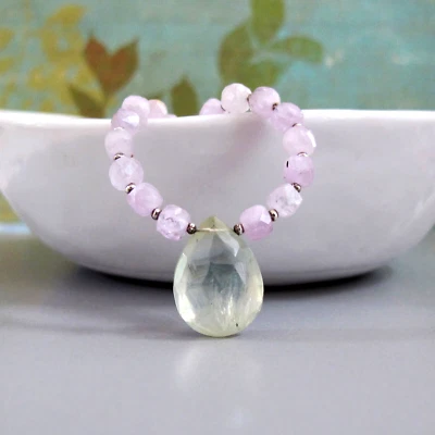 Collar de plata esterlina djs Sundance cubo de kuncita rubí prehnita brio catálogo Lk Foto 1 de 4