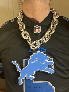 Detroit Lions Silver Playoff Fan Chain Necklace Foam MI Seller - Picture 1 of 1
