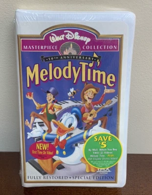 New & Sealed - Walt Disney Masterpiece Collection Melody Time VHS 1998 - Image 1 of 3