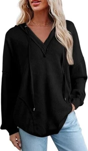 Women Hoodies Oversized Sweatshirts Casual Long Sleeve V Neck size L - Picture 1 of 5