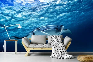 FLEECE Wallpaper-DEVIL RAY-(6323ah) Nature Fish Manta Rays XXL Wall Art - Picture 1 of 3
