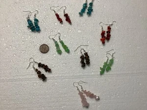Beautiful and Unique Natural Chip Gemstone Drop Quartz & Gem Crystal Earrings - Picture 1 of 8
