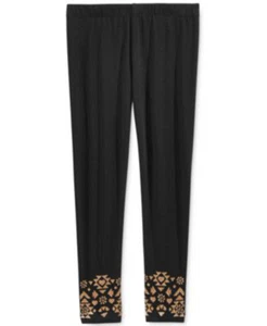 Girls Leggings Epic Threads Elastic Waist Gold Glitter Print Black Sz 5 6 6X NWT - Picture 1 of 6