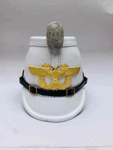 White Leather Prussian Shako Helmet for Officer Jagerbatallion Helmet - Picture 1 of 9