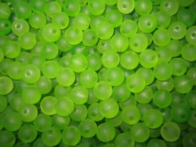 Glasperlen Mix - GEFROSTETE GLASPERLEN KUGELN  70 Stück - 8 mm  limonen grün - Bild 1 von 3