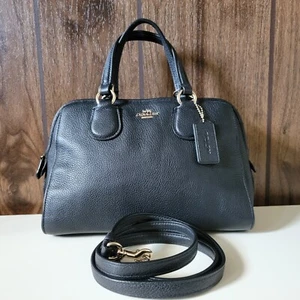 COACH Nolita Black Pebble Leather Satchel Handbag - Picture 1 of 12