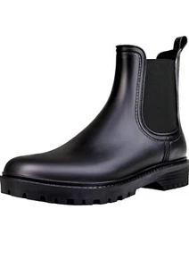 PTEROMY Ankle Rain Boots for Women Chelsea Boots Black Size 9 New - Picture 1 of 9