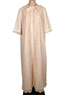 Bata vintage años 60 ODETTE BARSA vestido rosa claro cinta de encaje talla M L Foto 1 de 4