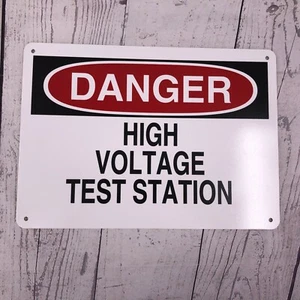 Gefahr Hochspannungsprüfstation Schild 10" x 14" Hartplastik Schraube oder Klebeband Befestigung - Bild 1 von 6