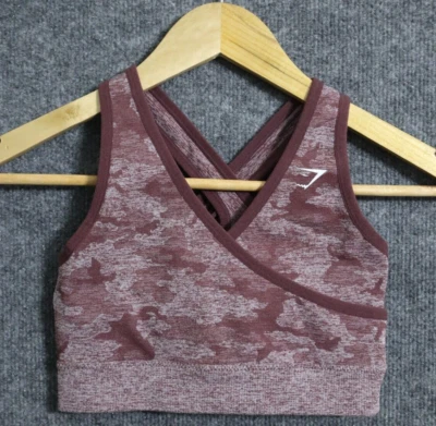 Gymshark Sports Bra Women Small Maroon Camo Adapt Animal Seamless Athleisure Run - Image 1 of 4