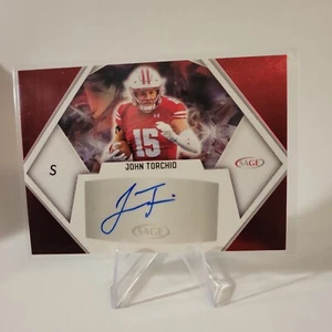 John Torchio Rookie 2023 Sage High Series Red Foil Auto Wisconsin RC - Bild 1 von 2