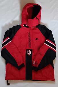 Vintage Indiana University Hoosiers Starter Pullover Hooded Jacket Large 