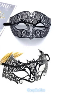 SN-A1-1 Couples Bat Woman Metal Venetian Party Masquerade Masks w/ Rhinestone - Picture 1 of 12