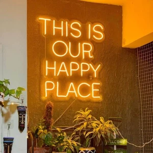 Custom This Is Our Happy Place LED Neon Sign, Birthday, Neon Wall Art, Gift - Picture 1 of 5