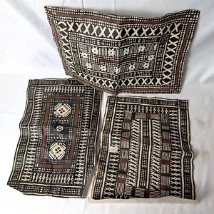 Vtg Fijian Bark Tapa Cloth Lot Placemat Set 3 Fiji Tiki Dinner 11x17 Place Mat - Picture 1 of 4
