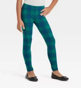 🥥 Cat & Jack Girls Dark Green Durable Knee Leggings Size M(8)🆕 - Picture 1 of 6