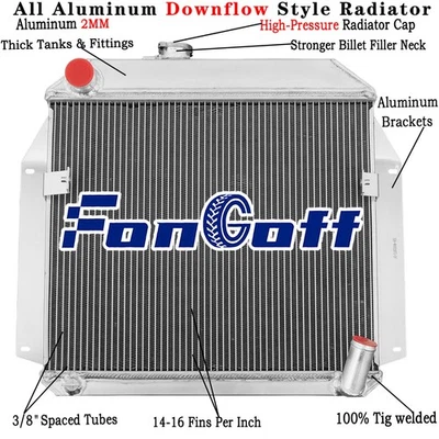3 Row Aluminum Radiator fit 55-1956 Plymouth Belvedere Fury Plaza Savoy 3.8L,HOT - Image 1 of 4