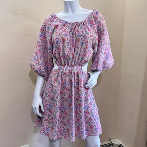 LPA Katie Dress Pink Floral Open Back Mini Dress Size S - Picture 1 of 12