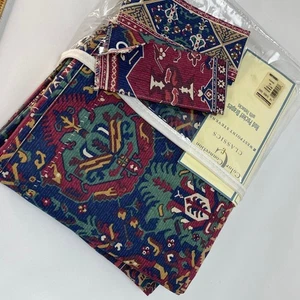 Vtg Ankara Set Rod Pocket Drapes w Tiebacks Cotton Blend 84 x 84" Dark Turkish - Picture 1 of 10