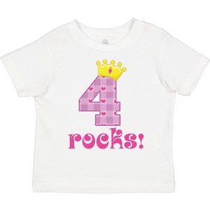 Inktastic 4th Birthday Rocks 4 Year Old Girl Toddler T-Shirt Fourth Number Years - Picture 1 of 12