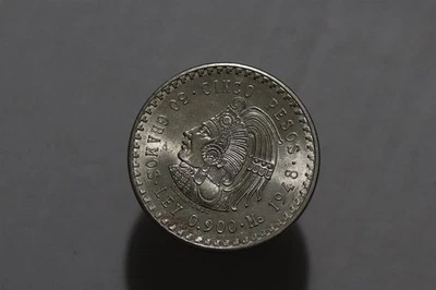 🧭 🇲🇽 MÉXICO 5 PESOS 1948 PLATA ALTA CALIDAD B88 #K9045 Foto 1 de 2