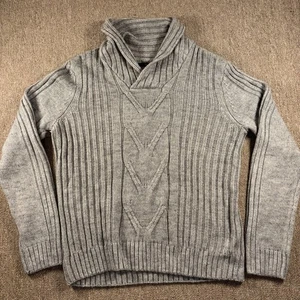 Perry Ellis Men’s Wide Collar Knit Sweater Gray Large - Picture 1 of 7