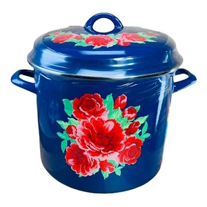New Pioneer Woman Frontier Rose Enamel On Steel 12-Quart Stock Pot - Picture 1 of 4