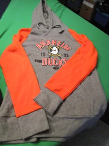 NEW NHL HOCKEY ANAHEIM DUCKS WOMENS HOODED HOODIE SWEATSHIRT GRAY/ORANGE SMALL - Picture 1 of 2