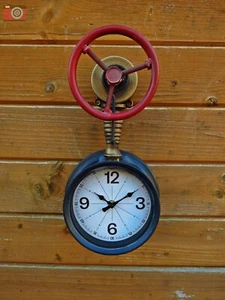 PIPE WORK WALL CLOCK. STEAMPUNK, INDUSTRIAL. All Metal Machinery Nice New Design - Picture 1 of 12