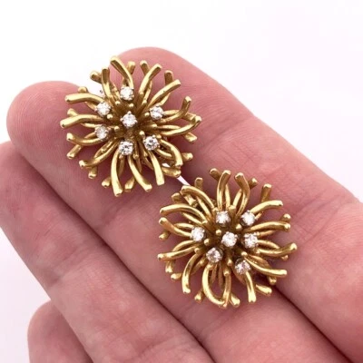 Pendientes de anémona con racimo de diamantes y oro amarillo macizo de 18 quilates de Tiffany & Co Foto 1 de 2