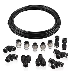 Air Line Tubing Kit 3/8'' OD 33ft Nylon 1/8'' NPT Push to Connect Fittings 14Pcs - Picture 1 of 24