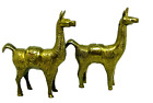 2 Miniature Brass Metal Llama Alpaca Figurines 2"