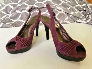Marc Fisher Womens Purple Suede Platform Peep Pump Shoe- Size 9 1/2 M - Picture 1 of 6