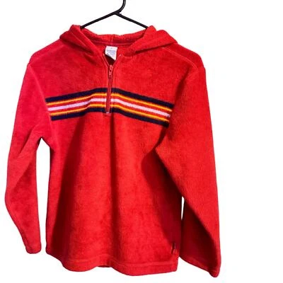 VINTAGE GYMBOREE FLEECE HOODIE RED WITH STRIPES SZ BOYS 7 - Image 1 of 3