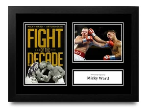 Memorabilia de boxeo autógrafo exhibición fotográfica enmarcada A4 firmada por Mickey Ward + certificado de autenticidad - Imagen 1 de 5