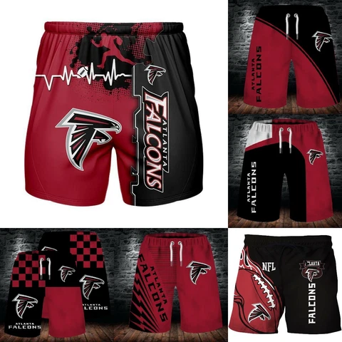 2023 Atlanta Falcons Football Shorts Summer Surf Beach Short Hawaii Swim Trunk Cover