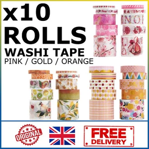 10x WASHI TAPE ROLLS TAPE SET PINK GOLD SWEETS 20 METRES - Picture 1 of 13
