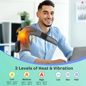 Beheizte elektrische Vibration Schulter Gelenk Pad Bandage Therapie Massagegerät Schmerzlinderung - Bild 1 von 10