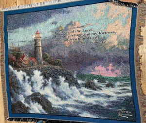 Manta faro Thomas Kinkade Throw Salm 91:2 Ocean Coast - Imagen 1 de 11