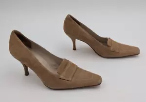 Banana Republic decolte donna tacco taglia 7 M beige scamosciato - Foto 1 di 21