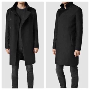 ALL SAINTS Banner Coat Charcoal Italian Cloth Wool Blend Asymmetrical Coat 34 - Picture 1 of 4