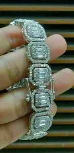 10Ct Baguette Cut Lab-Created Diamond Tennis Bracelets 14K White Gold Plated - Picture 1 of 5