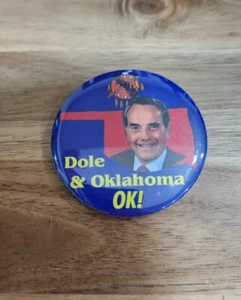 Vintage Bob Dole Republican Presidential Senator Oklahoma Campaign Pin Button - Picture 1 of 3