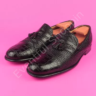 Zapatos de vestir Mezlan para hombre 15 M negro cocodrilo tejido borla mocasines Foto 1 de 4