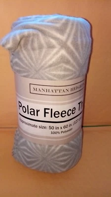  Gray and White Geometrical patterned Blanket 50"x 60" by Manhattan Heights - Image 1 of 4