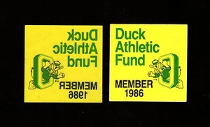 orig. 1986 University of Oregon Ducks DUCK ATHLETIC FUND *Vintage Sticker Pair* - Picture 1 of 2