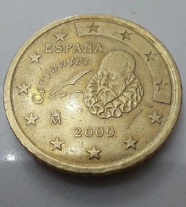 Euro 50 Cent Rare Coin Spain 2000, Espana Cervantes - Picture 1 of 2