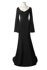 Wednesday Morticia  Black Dress Cosplay Costume Halloween Outfit  Carnival suit - Picture 1 of 11